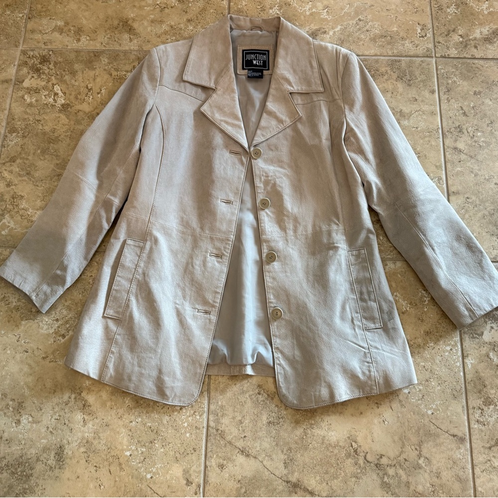 Vintage Junction West Genuine Leather Jacket - Beige/ Medium. Rare find.